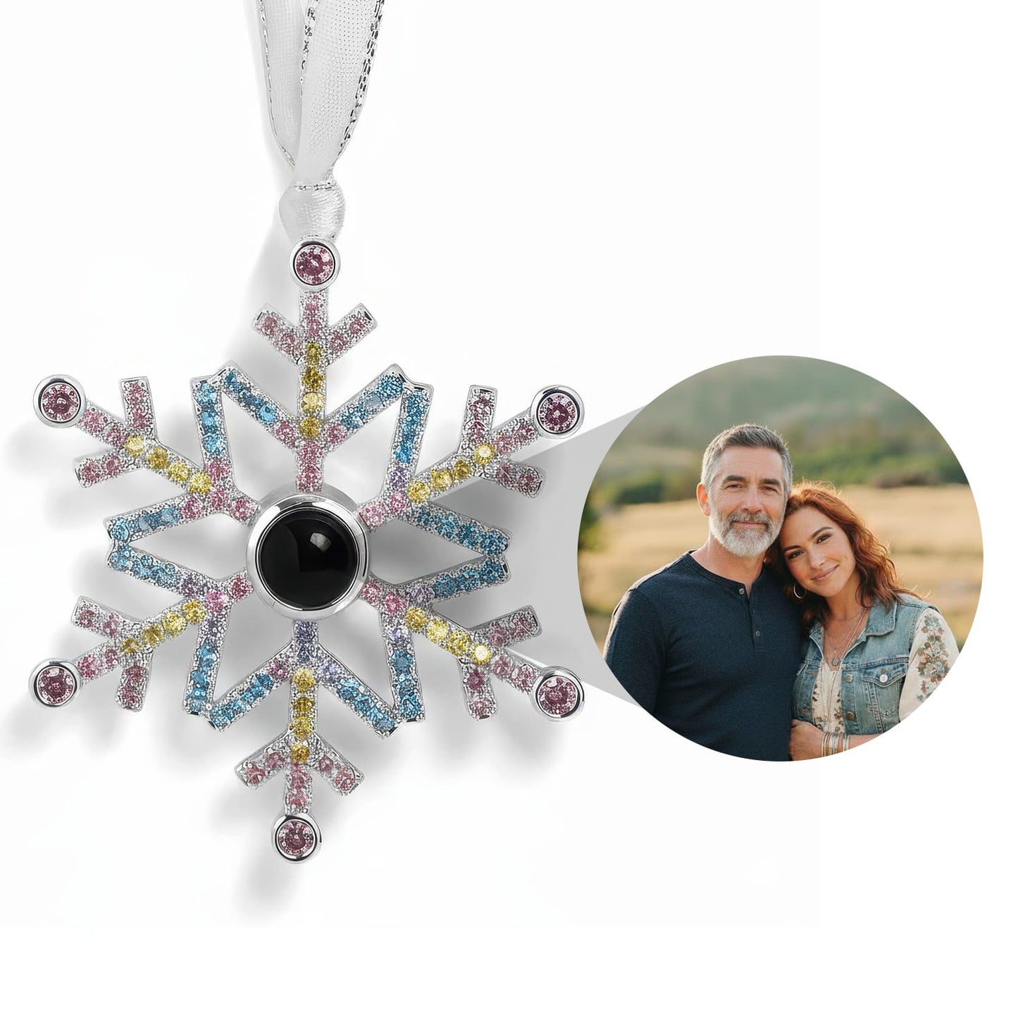 Personalized Multicolor Snowflake Photo Ornament - Relive Your Memory