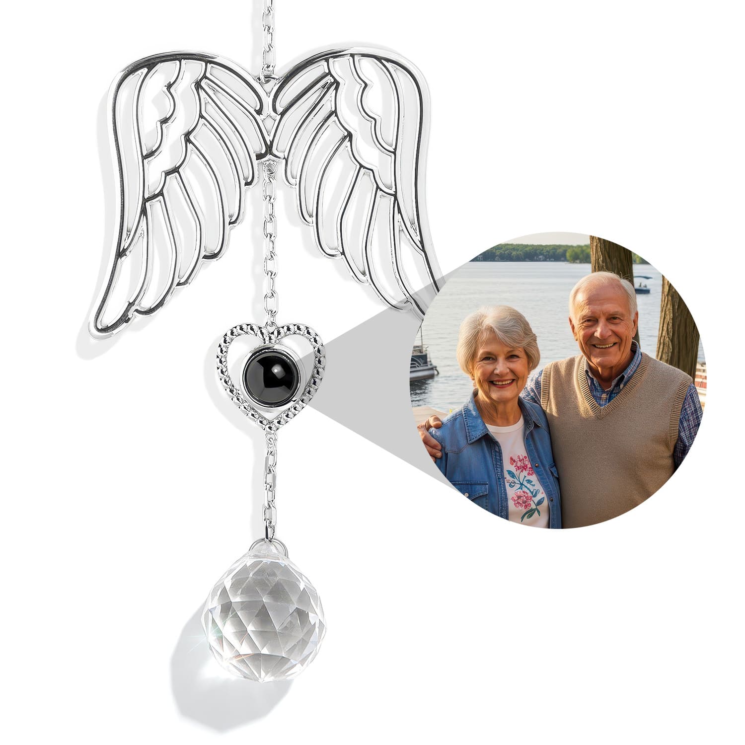 Personalized Guardian Angel Photo Sun Catcher - Relive Your Memory