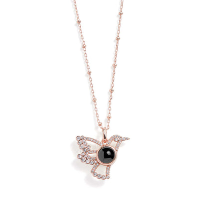 Personalized Pavé Bird Photo Necklace - Relive Your Memory