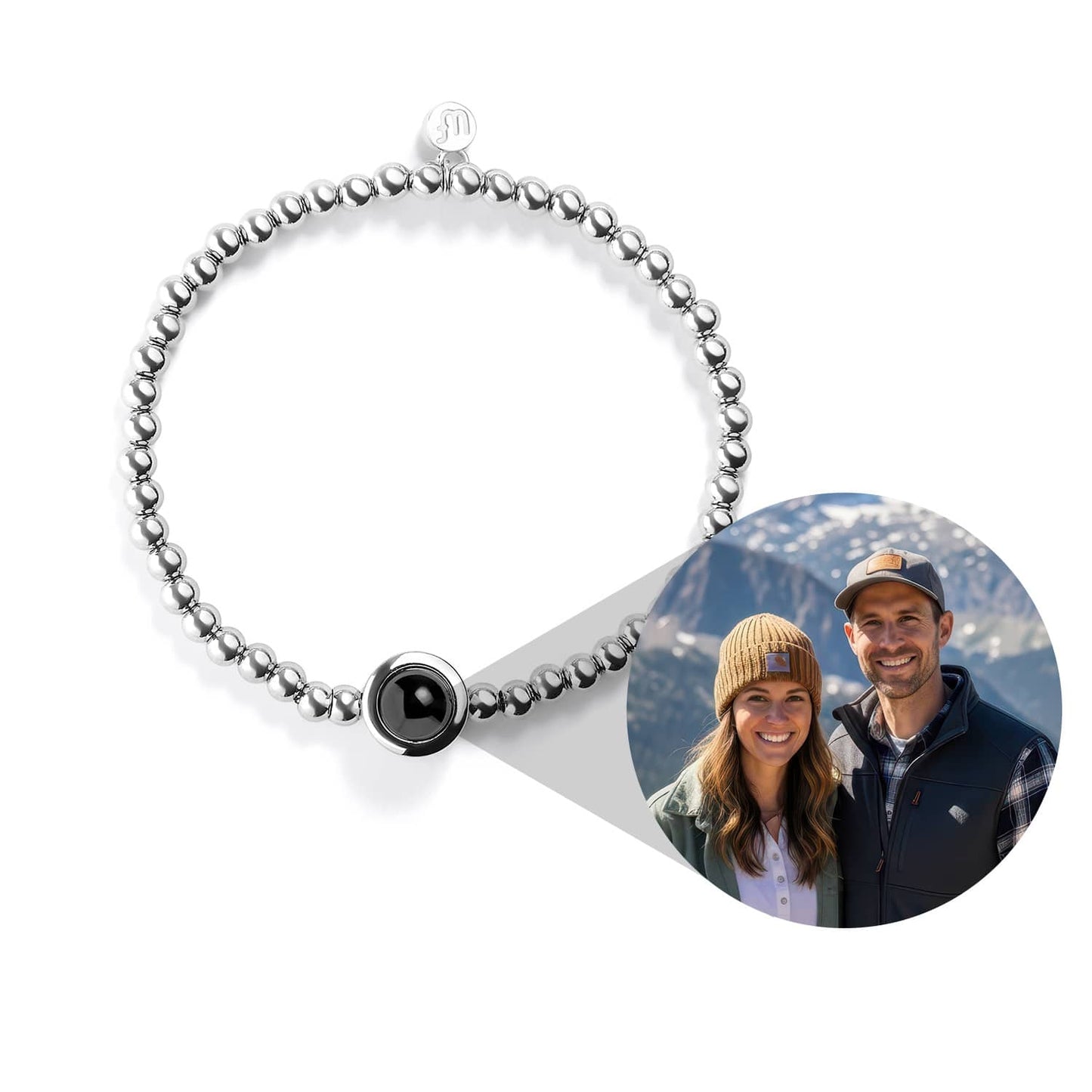 Personalized Circle Photo Stretch Bracelet - Relive Your Memory