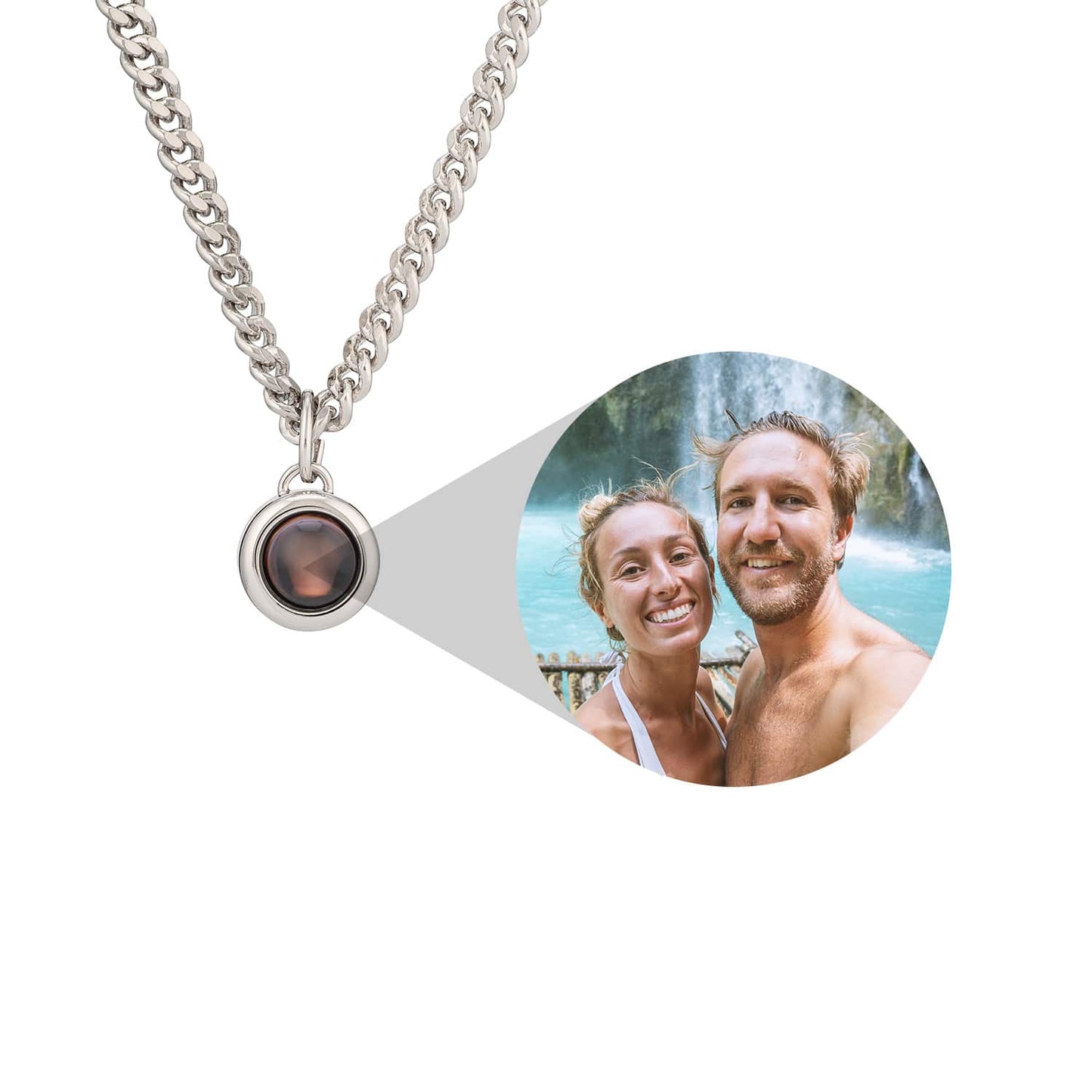 Personalized Curb Chain Photo Necklace - Relive Your Memory
