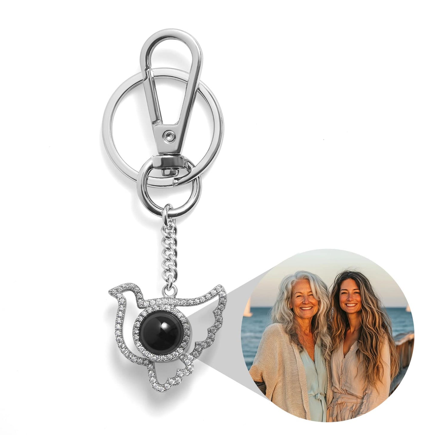 Personalized Dove Photo Keychain - Relive Your Memory