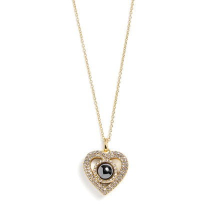 Personalized Pavé Heart Necklace - Relive Your Memory