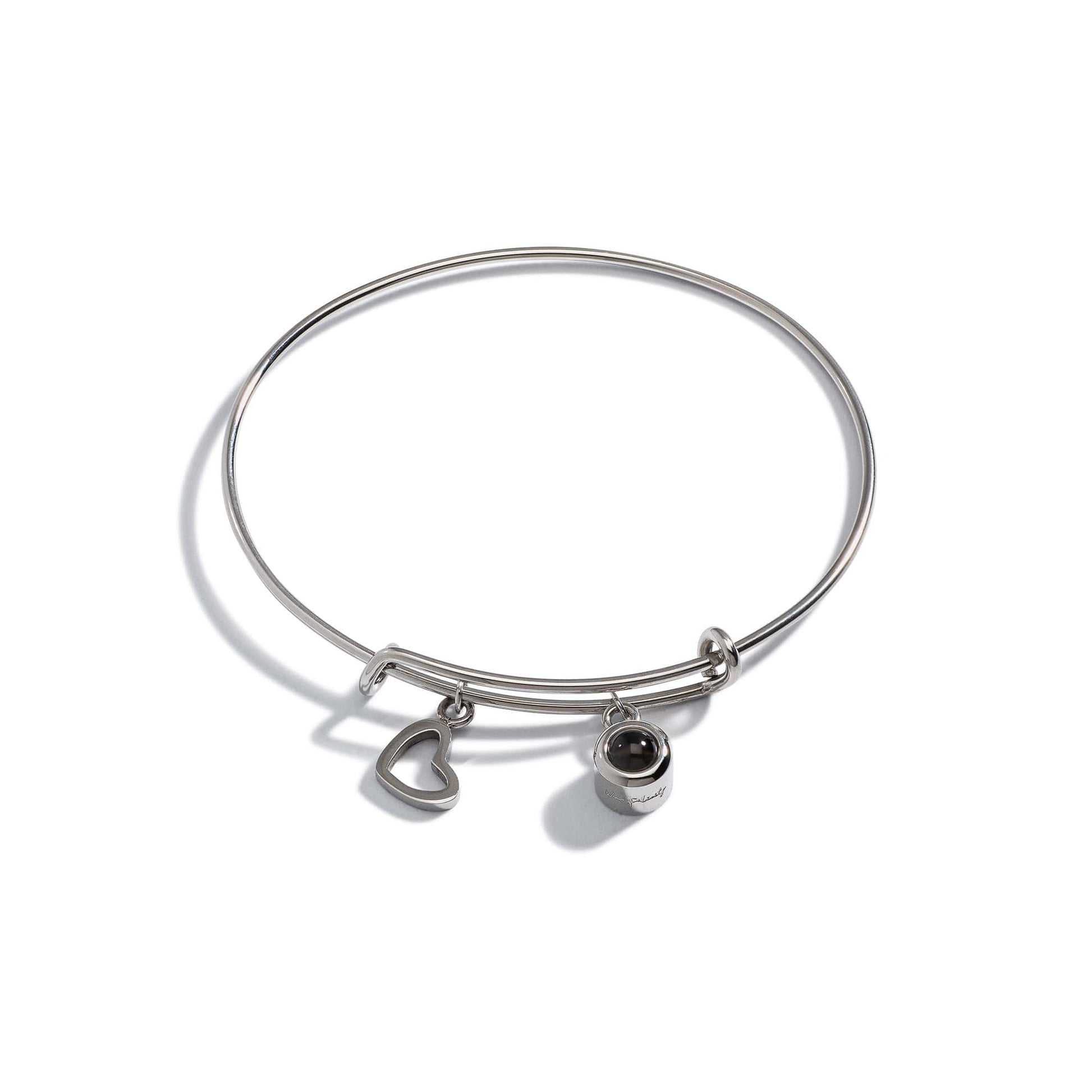 Personalized Photo Bangle With Heart Charm - Relive Your Memory