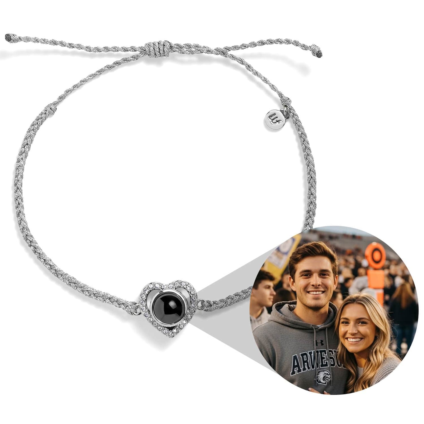 Personalized Pavé Heart Photo Bracelet - Relive Your Memory