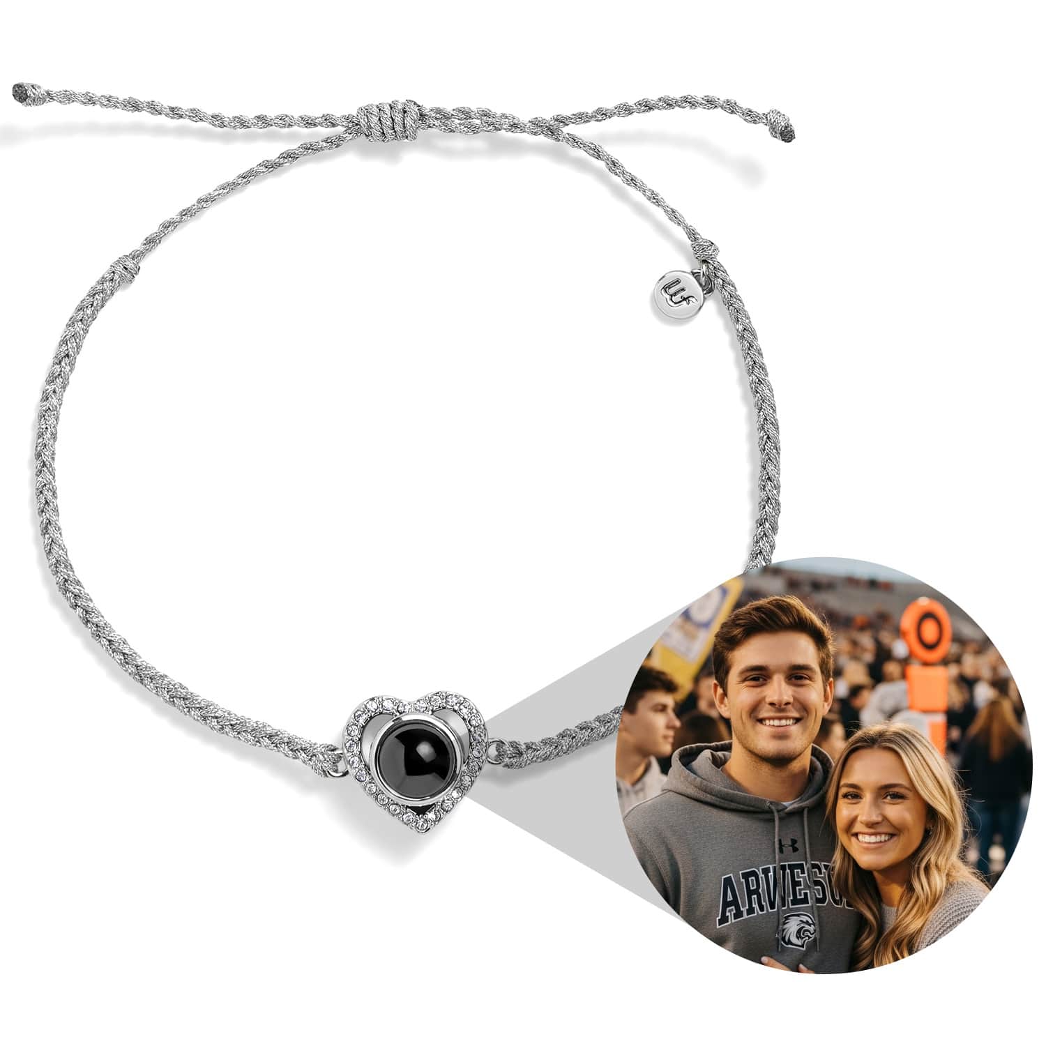 Personalized Pavé Heart Photo Bracelet - Relive Your Memory