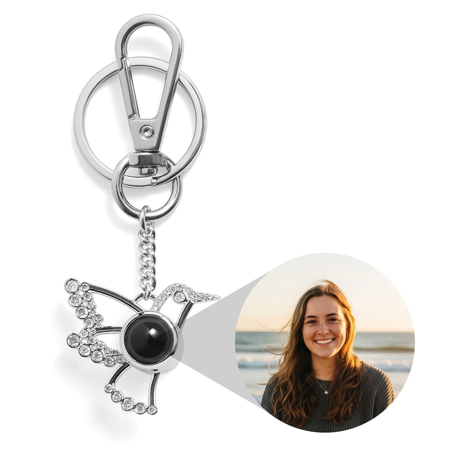 Personalized Hummingbird Photo Keychain - Relive Your Memory