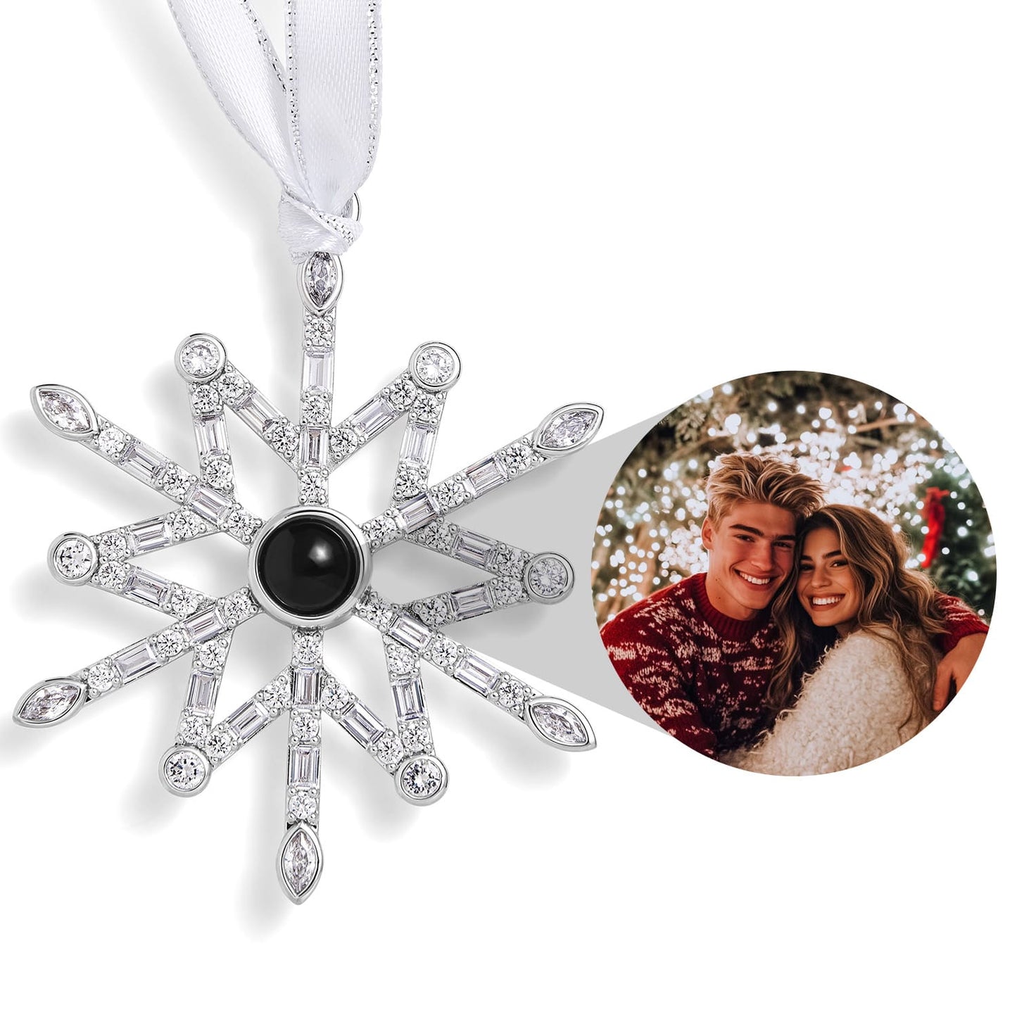 Personalized Nordic Snowflake Photo Ornament - Relive Your Memory