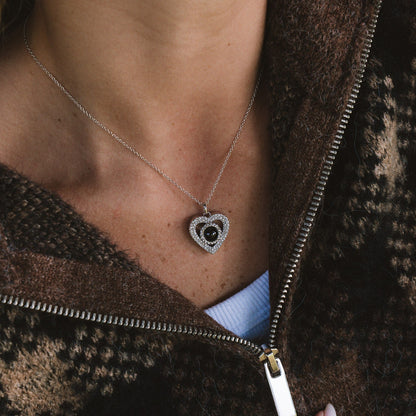 Personalized Pavé Heart Necklace - Relive Your Memory