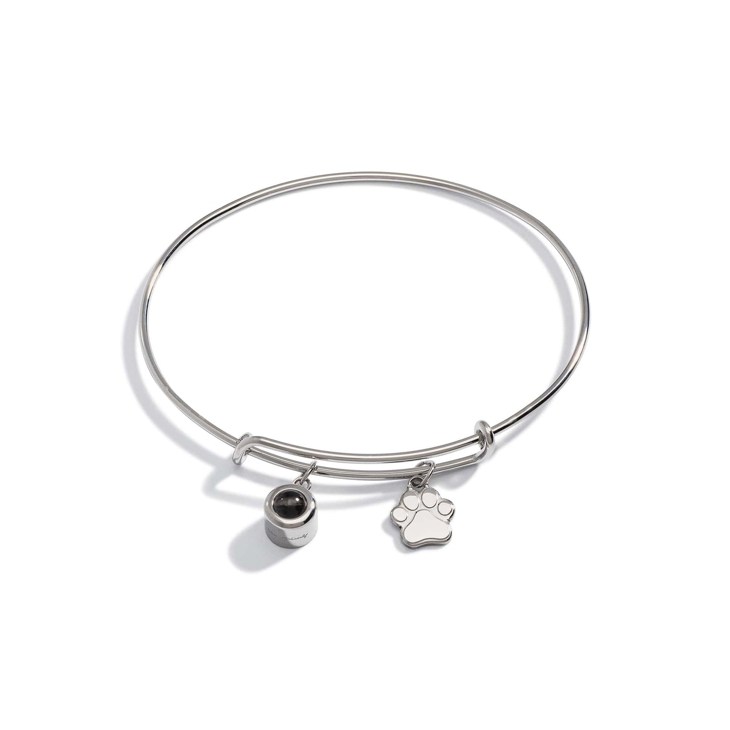 Personalized Photo Bangle With Paw Charm - Relive Your Memory