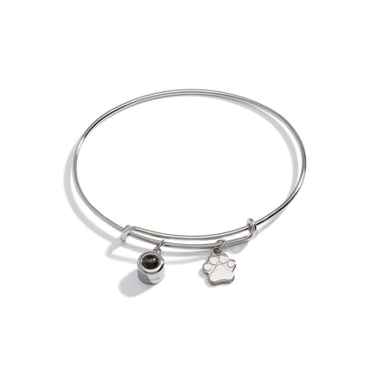 Personalized Photo Bangle With Paw Charm - Relive Your Memory