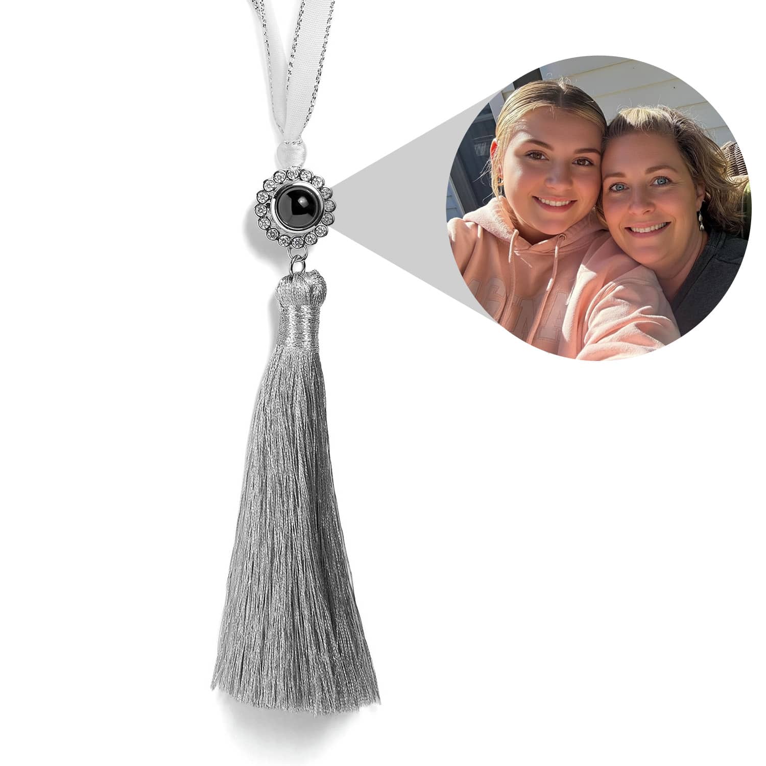 Personalized Circle Photo Tassel Ornament - Relive Your Memory
