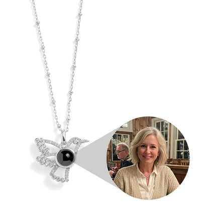 Personalized Pavé Bird Photo Necklace - Relive Your Memory