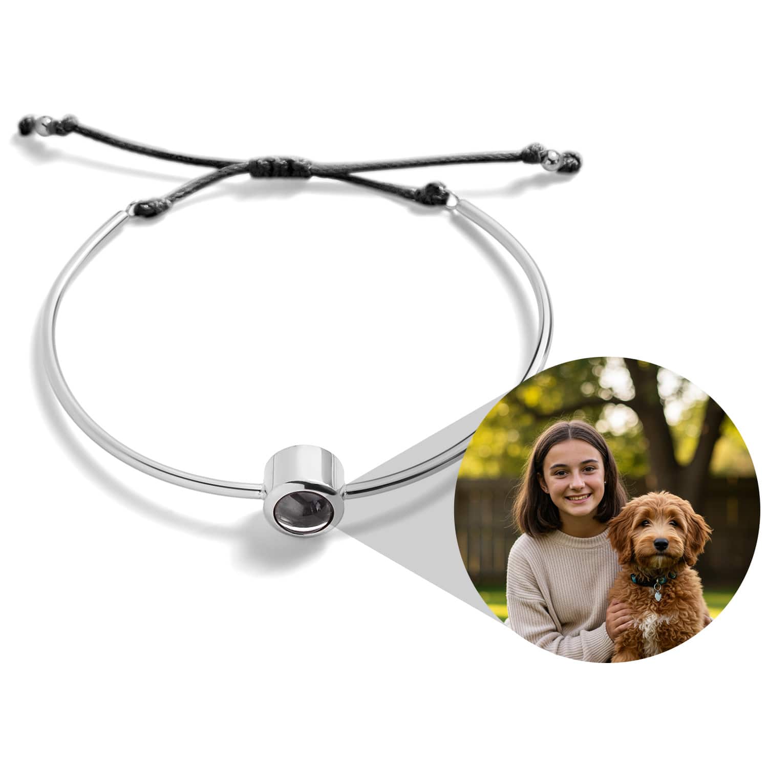 Personalized Circle Photo Cuff Bracelet - Relive Your Memory