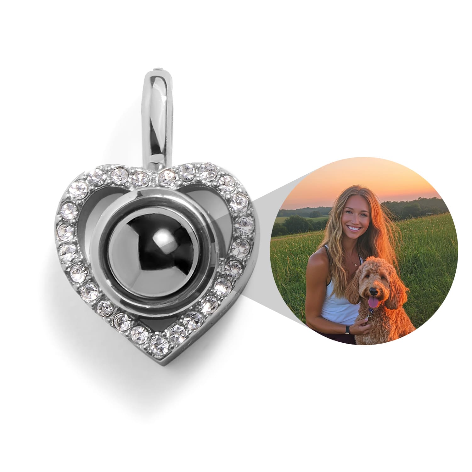 Personalized Pavé Heart Photo Charm - Relive Your Memory