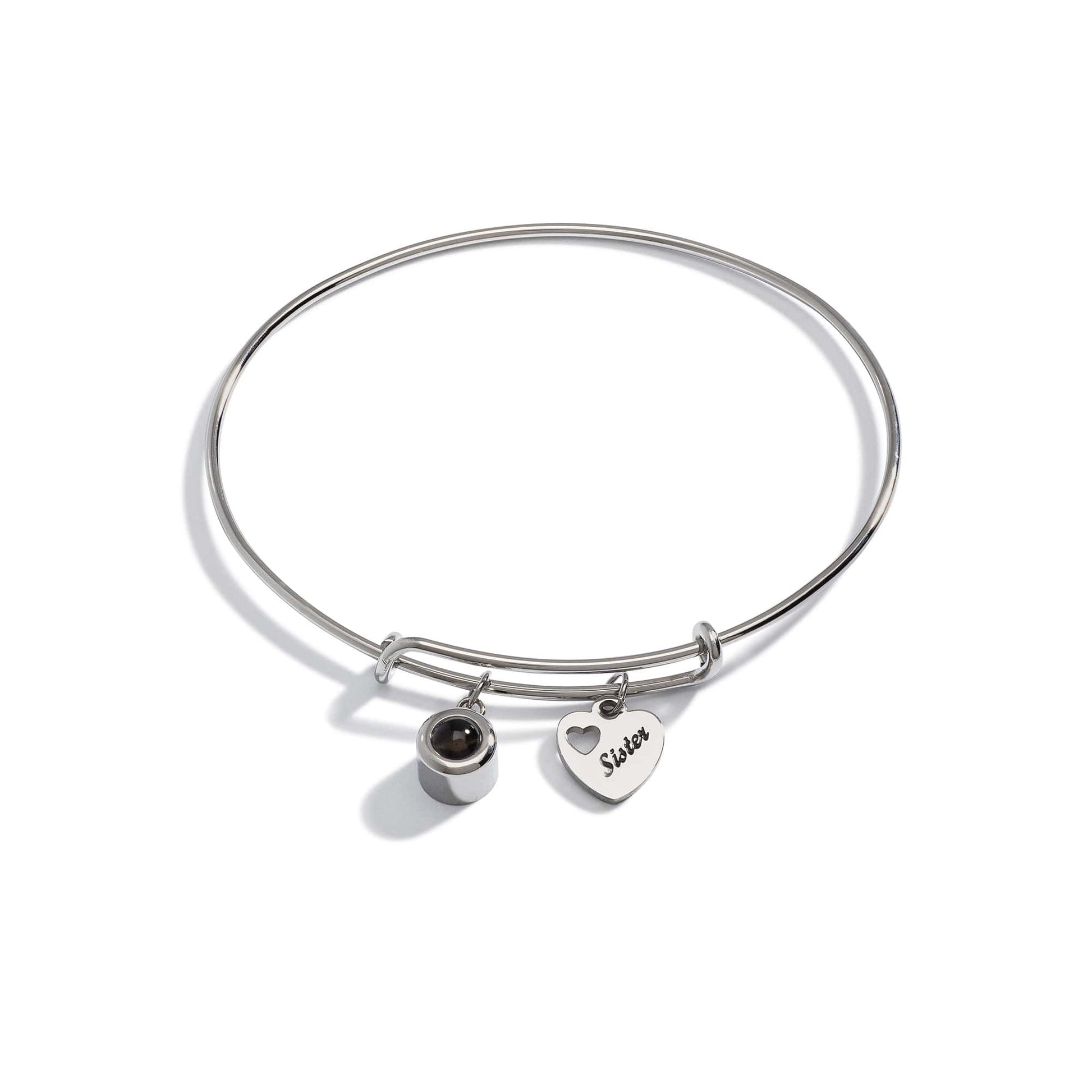 Personalized Photo Bangle With Sister Charm - Relive Your Memory