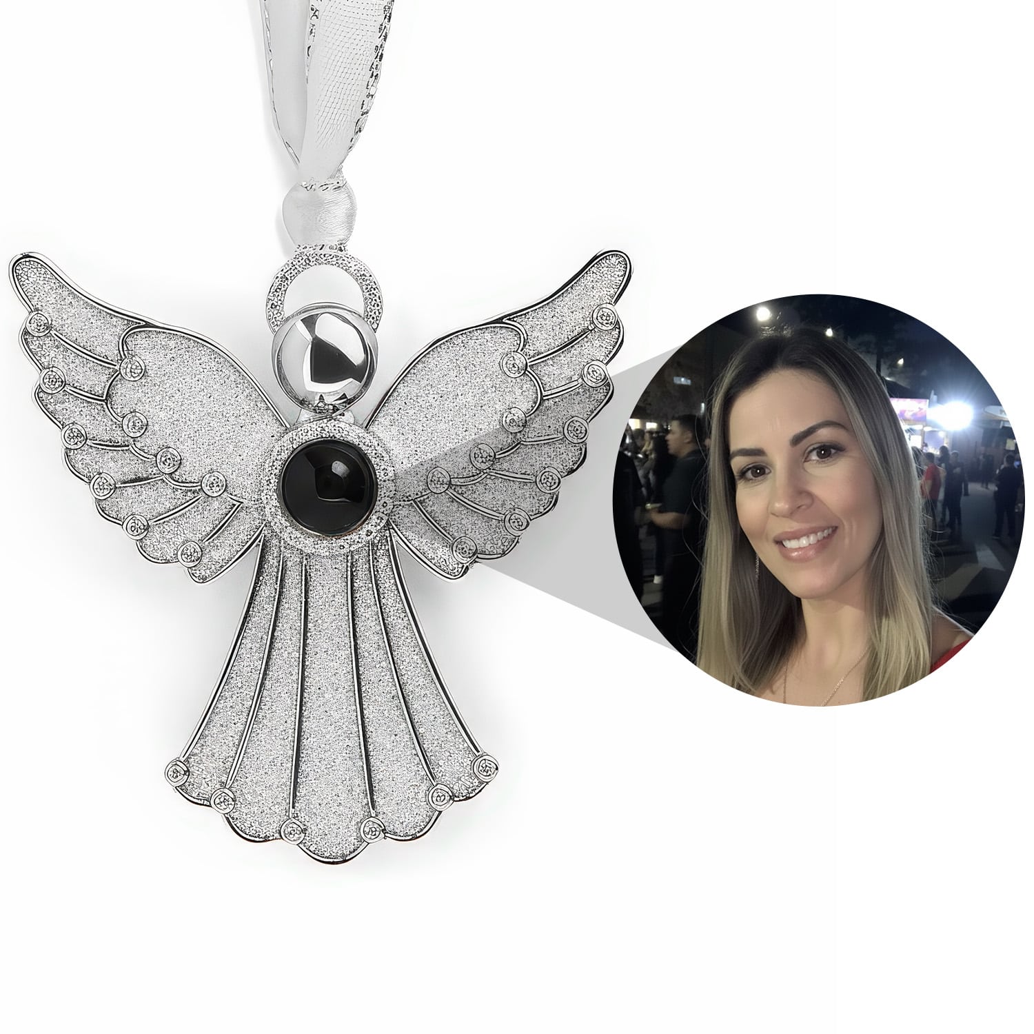 Personalized Glimmering Angel Photo Ornament - Relive Your Memory